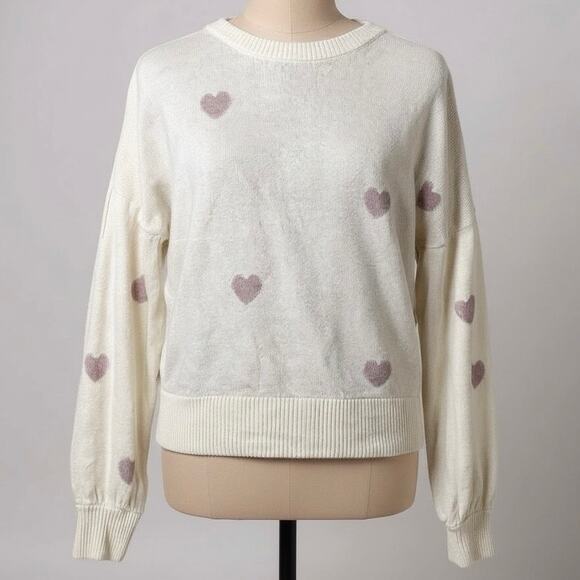 Spiritual Gangster Sweaters - Spiritual Gangster Heart Print Ivory Pullover Sweater Women’s Medium